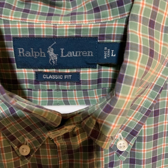 Ralph Lauren Green Blue And Red Plaid Size Large Long Sleeve Button Down - Picture 7 of 9
